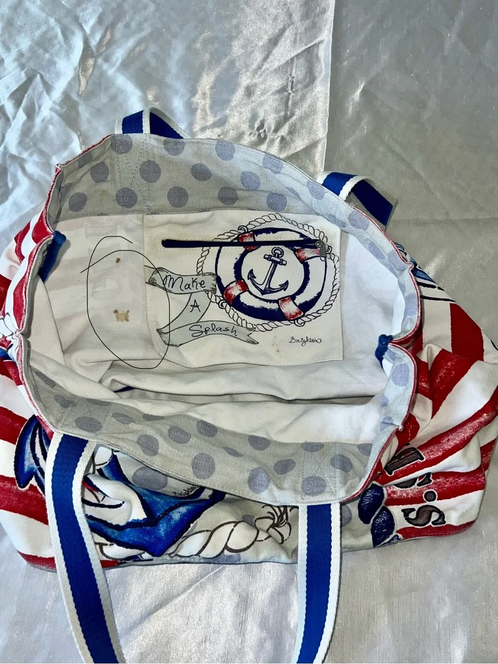 Brighton Nautical Anchor Tote Bag - Red, White & Blue